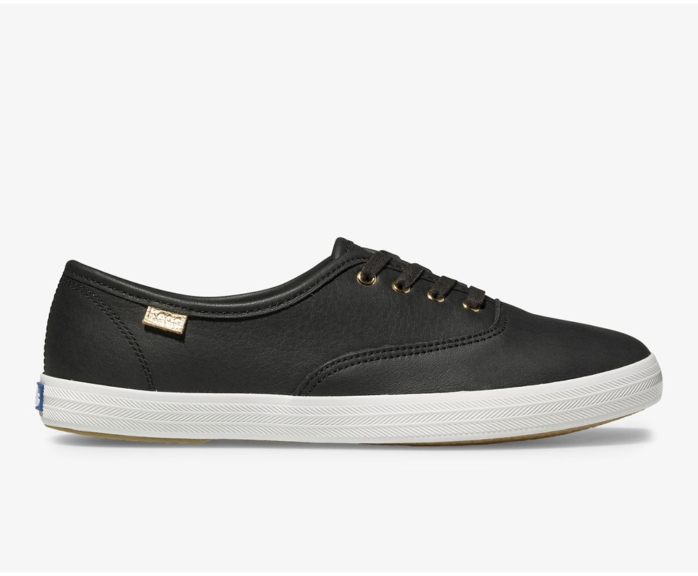 Tenis Keds Mujer Negros - Champion Luxe Cuero - 6281-NKFRY